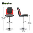 Set Of 2 Red Modern Bar Stools Adjustable Swivel Leather Seat Gaming Chair Style