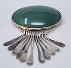 Carolyn Pollack Green Aventurine 925 Sterling Silver Brooch Pendant