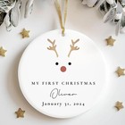 Personalized Baby s First Christmas Reindeer Ornament - New Baby Keepsake Gift