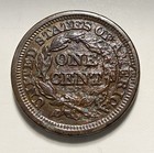 1846 Ch Au  Ms Details Sm Date Braided Hair Large Cent Coin 1c