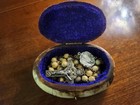 Vintage Malco Sterling Silver Connemara Marble Celtic Rosary   Camel Bone Box