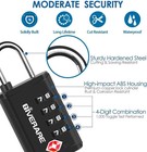4 Pack Tsa Approved Travel Luggage Locks 4-digit  Open Alert Suitcase Combinatio