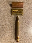 Vtg Gillette Regus 3pc Double Edge Razor Gold Tone Made In The Usa