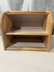 Wooden Oak Roll Top Breadbox Double Shelf Vintage Cottagecore