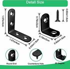 20 Pcs L Bracket Corner Brace Sets Black Stainless Steel 90 Degree 2 Sizes
