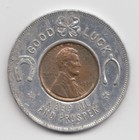 1909 Lincoln Willey   Co Inc Boston Good Luck Encased Cent Penny