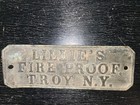 Vintage 1850s Cast Brass Lewis Lillie s Fireproof Floor Safe Nameplate troy n y 