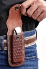 Handmade Genuine Engraved Leather Sheath For 5  Folding Pocket Knife