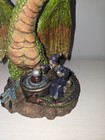 Fantasy Green Dragon Statue Figurine With Wizard   Cauldron Scene