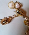 Set Of Two Vintage Gold Tone Brooches  With Gold Tone Earrings