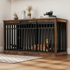 55 Inch Large Dog Crate Furniture Heavy Duty Wooden Dog Crate With 2 Dog Bowls