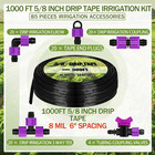 1000  5 8 Inch Drip Tape Irrigation Tubing Kit 8 Mil 6  Spacing Garden Hose Wate