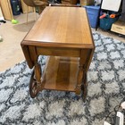 Vintage Wood Drop-leaf Tea Cart Or Bar Cart With A Walnut Or Maple Finish