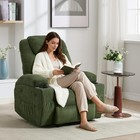 Electric Massage Recliner With Heat corduroy Adjustable Chair With Pockets Green