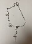 Antique Rosary Beads Sterling Silver W  Crucifix Cross Jesus Sterling