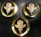 3 Czech Glass brass Buttons  p508 - 27 Mm Or 1  - A  Mucha Art Nouveau Motif    