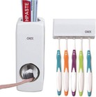 Toothpaste Dispenser And Toothbrush Holder Set Wall Mounted Automatic Squeezer