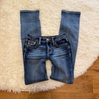 Miss Me Youth Girls Mid Rise Straight Leg Jeans Blue Sequin Flap Pocket Size 12