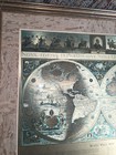 Vintage Woodframed Gold Foil Blaeu Wall Map Of Old And New World  26 X 22 Frame 