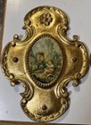 Vtg 2 Florentine Gold-gilded Plaque Wall Decor 60s 70s Hollywood Regency Mcm