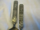 Vtg Konge Tinn Norway Pewter Serving Fork Spoon Set Viking Ship Boat Salad