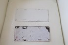 1914 Michigan Porcelain License Plates 4 Digit Pair 8845 White   Red Restored