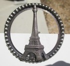 Vintage Antique French  2 1 8 Eiffel Tower fancy Rim  White Metal Picture Button