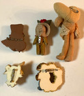 Lot Of 5 Assorted Teddy Bear Pins Brooches bears  Resin  Ceramic  Cloth 