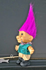 Fisherman - 5  Russ  Berrie  my Lucky  Troll Doll With Fish And Rod Vintage