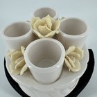 Lipstick Holder Vtg Porcelain Holds 4 W yellow Roses Japan Beauty Free Shipping