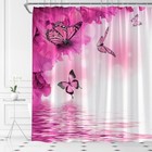 Hot Pink Flower Butterfly Shower Curtain 70 w X 70 l  pack Of 1  Hot Pink 1