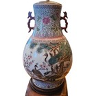 Chinese Antique Famile Rose Porcelain Vase Lamp Late Qing Early Republic Period