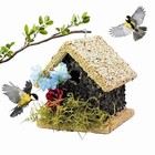 Edible Birdhouse - Birdseed Bird Feeder  Wooden Birds House Light Roof Villa