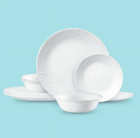Corelle Madeline Embossed  12 Piece  White  Dinnerware Set