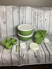 Tupperware Blossom Essentials Serving Set Basil Green White Lids New