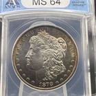 1878 Cc  1 Morgan Silver Dollar - Anacs Ms64 - Nice Clean Cheek - Looks Pl