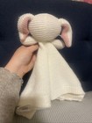 Modern Baby White Cream Bunny Rabbit Lovey Pink Ears Security Blanket Knit