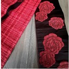 Vtg Japanese Hanhaba Kimono Obi Belt Red Floral Rose Woven Silk Tapestry 140 