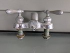 Vtg Nickel   plated Brass Hot   Cold Sink Faucets With Original Mounting Hardware