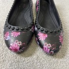 Crocs Lina Shoes Womens Size 8 Black Floral Studded Ballet Flats Lightweight