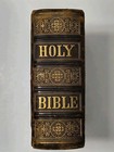 Antique 1884 Victorian Holy Bible Leather Gold Gilt Illustrated Rare See Descrip