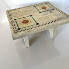 Vintage Hand Crafted Painted Folk Art Stool Sunflowers 11x9x6 Rustic Primitive