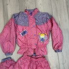Vintage 90s Rugrats Girls 8 Pink Windbreaker Track Suit Jacket Suit Set Angelica