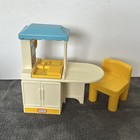 Little Tikes Vintage Dollhouse Furniture Kitchen Island Blue Roof