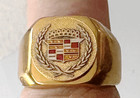 Vtg Automotive Ring  Cadillac Crest Emblem  Car Owners Pride Item  Size 12