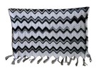 Hand Crocheted Chevron Throw Blanket Black White Gray Ripple Afghan