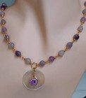 Handcrafted Amethyst Gemstone Jewelry Set Necklace Bracelet Pearl Boho