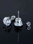 2pcs Silver Stainless Steel Round Cz Earrings Screw Back Ear Stud For Men Women