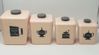 Vtg 1950 s Canisters Burroughs Mfg Light Pink And Gray Hard Plastic 8 Piece Set