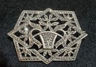 Vintage Sterling Silver Real Marcasite Art Deco Pin Brooch